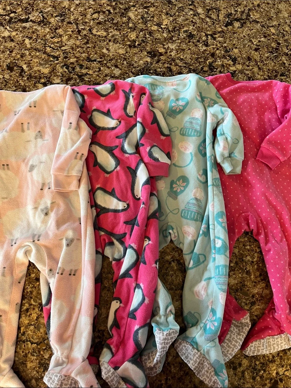 Carter’s Girl’s Fleece Footed Sleeper Pajamas Lot, 12 Months